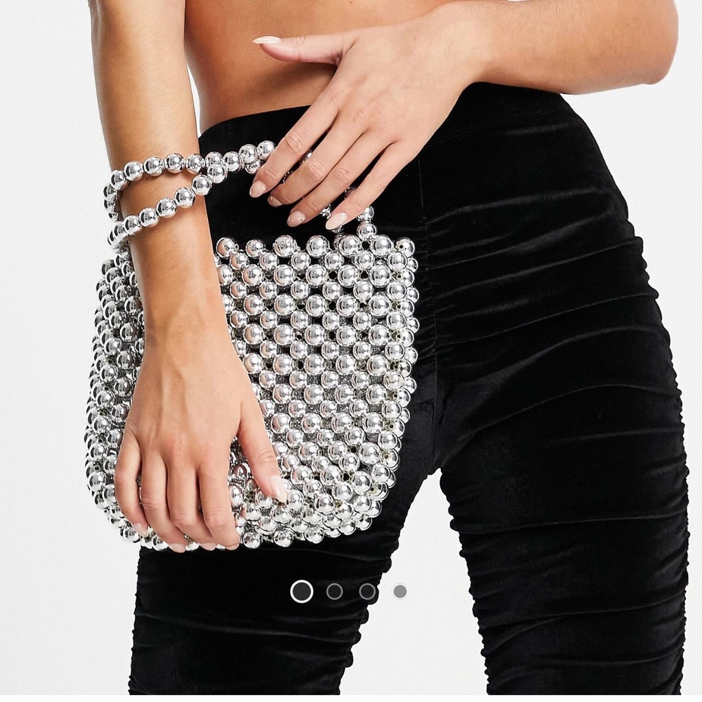 Beaded silver bag - Picture 2 of 4